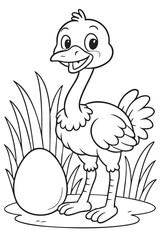 Ostrich with Egg Coloring Page