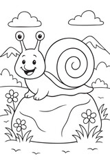 Snail on a Rock Coloring Page