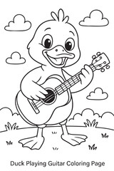 Duck Playing Guitar Coloring Page