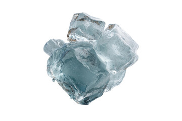 Fototapeta premium Close-up of clear ice cubes isolated on black background, cut out