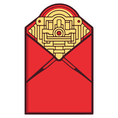 red envelope, new year, vector, transparent background, festival, asia, culture, icon, business, symbol, design, red, celebration, object
