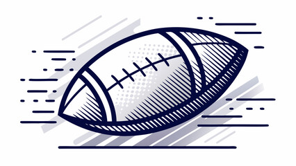 Minimalist line drawing of an American football, clean black outline, simple sporty design, capturing athletic energy and dynamic movement, perfect for posters, sports branding, or modern graphic comp