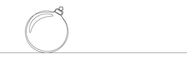Christmas ball line art. Holiday christmas decoration continuous one line drawing.