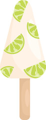 Ice cream. A set of citrus fruits: lime, watermelon, orange, and lemon, sliced ​​into round shapes. Vector illustration on a white background.