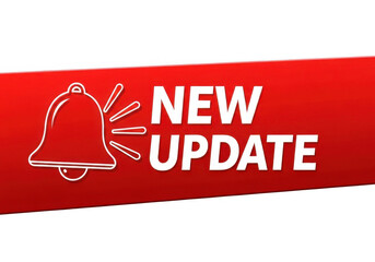 New update notification bell icon alert graphic for websites and apps isolated on transparent background