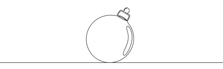 Christmas ball line art. Holiday christmas decoration continuous one line drawing.