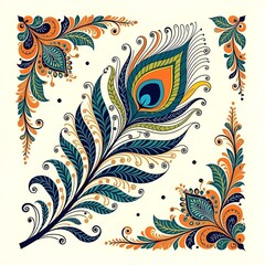 seamless pattern with peacock feather