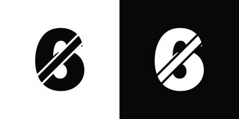 Black and white symmetrical number six logo design