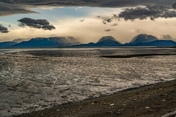 Alaska mountains, glacier, forest, view of Homer spit