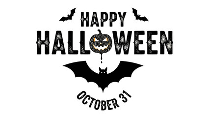 Happy Halloween: A festive Halloween illustration features a spooky pumpkin with bat accents, conveying the joy and excitement of the holiday on October 31st.