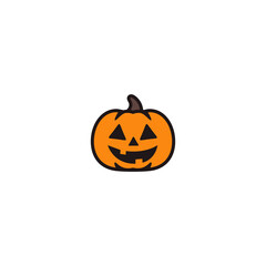 Halloween Jack O’Lantern Pumpkin Icon – Spooky Smiling Face Illustration for Holiday Celebration and Decoration Vector