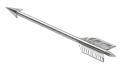 3d silver arrow isolated on white background isolated on a transparent background