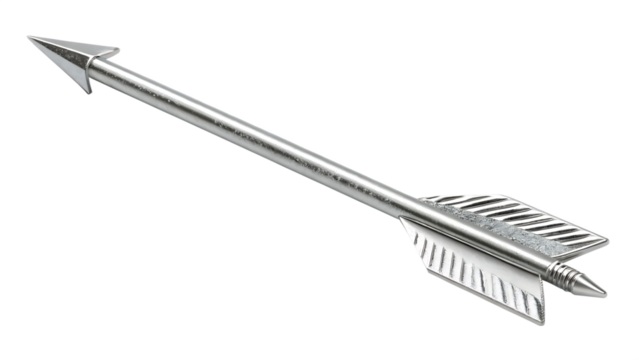 3d silver arrow isolated on white background isolated on a transparent background