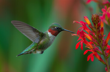 hummingbird, bird, flying, nature, green, wildlife, 