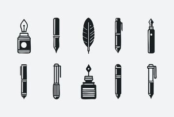 Fountain Pen Vector Icons