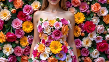 Colorful Flower Portrait with Matching Top