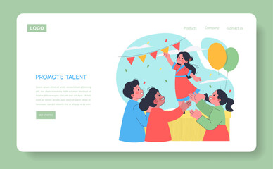 Teamwork Supports Girl with Balloons Vector Illustration