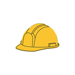 Bright yellow hard hat safety helmet illustration, essential protective equipment for construction workers and industrial professionals.