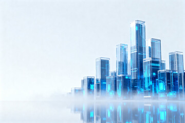 Fototapeta premium Futuristic Cityscape of Transparent Glass Buildings
