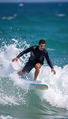 Surfer Riding Wave Ocean