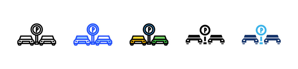 Parking Area Icon Collection With Multiple Styles
