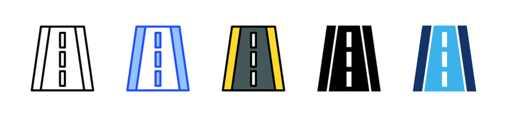 Highway Road Icon Collection With Multiple Styles