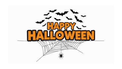 Halloween Spooktacular : A spine-chilling image of a festive Halloween graphic featuring a cheerful message and a haunting array of bats, spider web.