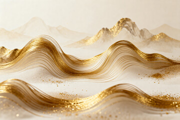 Abstract Golden Mountainscape