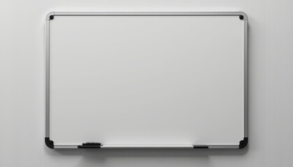 White dry erase board wall mounted blank marker tray clean workspace calm