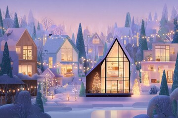 Christmas Background Illustration with Snowy Effects to use for Posters, Covers, Copyspace, and Greeting Card Designs