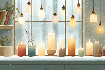 Christmas Background Illustration with Snowy Effects to use for Posters, Covers, Copyspace, and Greeting Card Designs