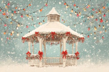 Christmas Background Illustration with Snowy Effects to use for Posters, Covers, Copyspace, and Greeting Card Designs