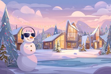 Christmas Background Illustration with Snowy Effects to use for Posters, Covers, Copyspace, and Greeting Card Designs
