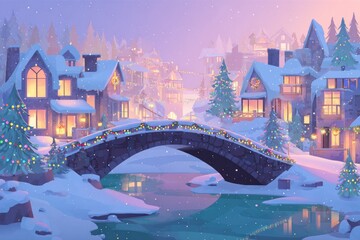 Christmas Background Illustration with Snowy Effects to use for Posters, Covers, Copyspace, and Greeting Card Designs