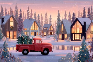 Christmas Background Illustration with Snowy Effects to use for Posters, Covers, Copyspace, and Greeting Card Designs