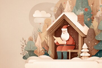 Christmas Background Illustration with Snowy Effects to use for Posters, Covers, Copyspace, and Greeting Card Designs