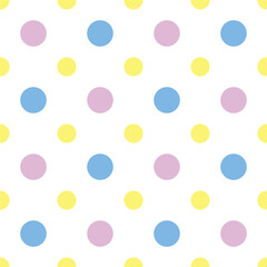 Seamless vector pattern with pastel smaller and larger colorful circles