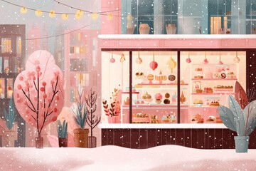 Christmas Background Illustration with Snowy Effects to use for Posters, Covers, Copyspace, and Greeting Card Designs