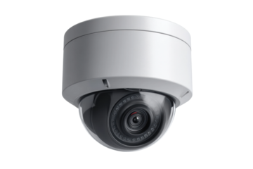 Modern dome security camera with infrared technology for surveillance, cut out