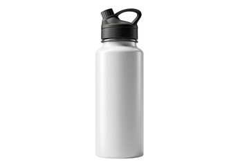 Minimalist studio shot of a modern white water bottle on a transparent background