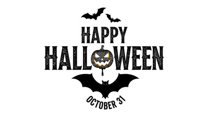 Spooky Halloween Text Decoration : A spooky Halloween design, featuring bats, jack-o'-lantern, and creative typography.