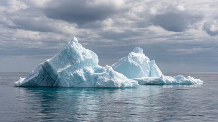 A large ice block sits on the ocean