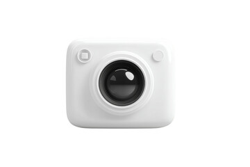 Modern minimalist white camera design on transparent background ideal for photography concepts
