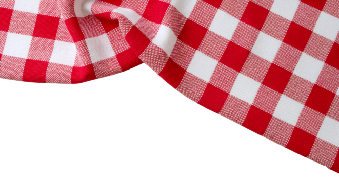 red and white tablecloth