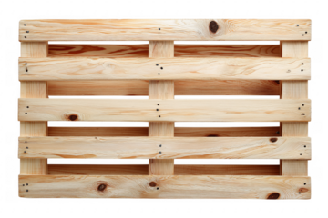 Overhead view of a new empty wooden pallet against a transparent background