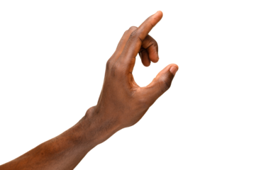 A human hand making an "OK" gesture, with the thumb and index finger forming a circle while the other fingers are extended, isolated on a transparent background.