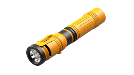 Durable bright yellow flashlight for camping, hiking, and emergencies, providing safety and security in low light conditions, compact and portable design