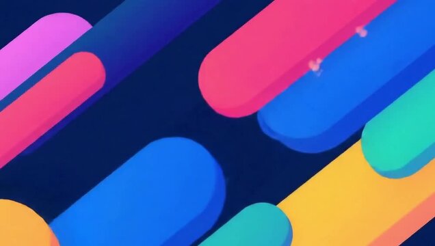 A vibrant composition featuring a dynamic array of abstract, rounded shapes in a visually arresting arrangement, evoking a sense of movement and contemporary style.