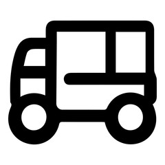 A black and white truck with a white logo. The logo is a white arrow pointing to the right
