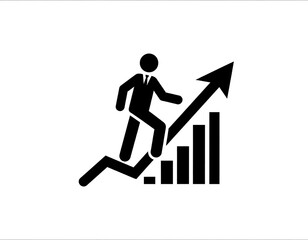 Businessman climbing a growing bar graph